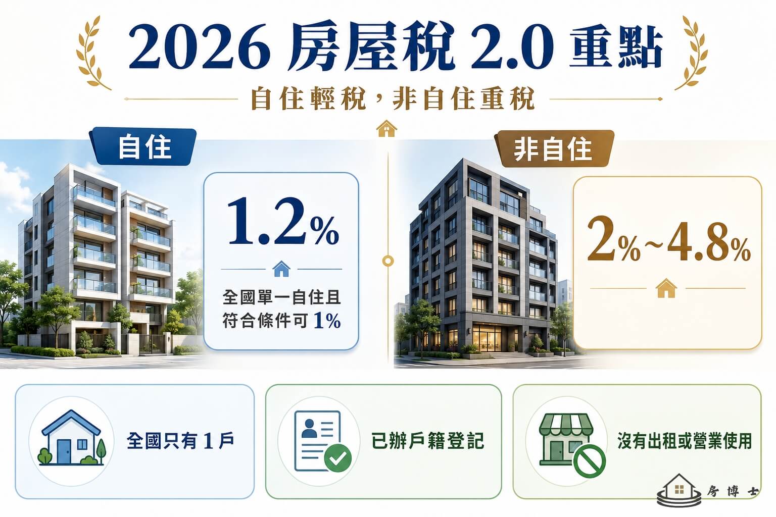房屋稅 2.0 看的是自住條件，不只是名下有沒有房