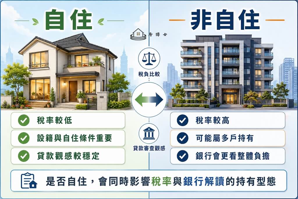 同樣是房子，自住與非自住在稅負與貸款印象上可能差很多