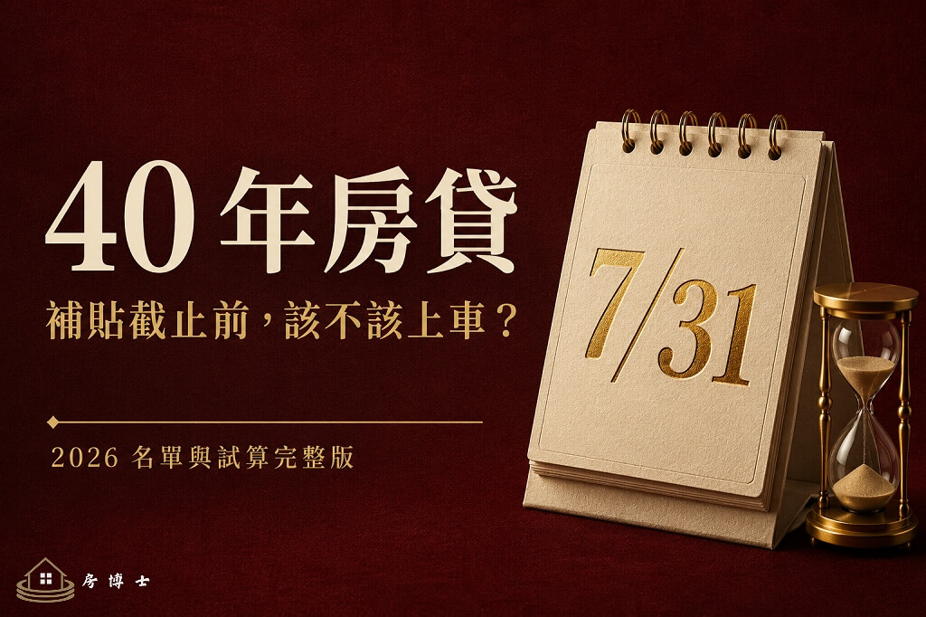 新青安補貼 7/31 截止：40 年房貸的關鍵時刻