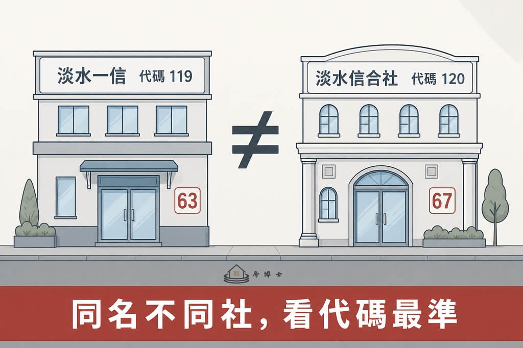 淡水一信與淡水信合社門牌只差四號的名稱混淆實例