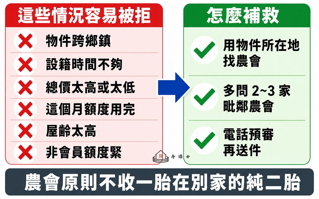 被拒多半不是信用差,是踩到區域、內規、額度三種線