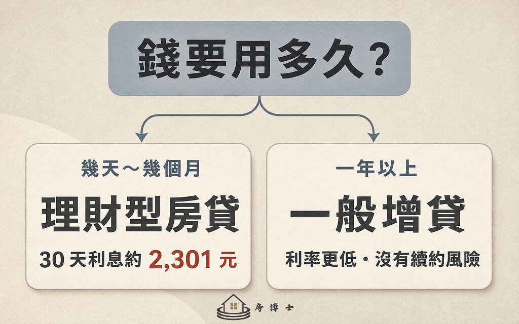 用錢天數是分水嶺：短用理財型、長用增貸